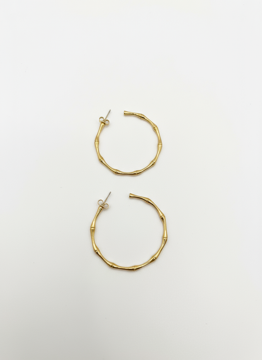 Golden Bambū Bold Hoops