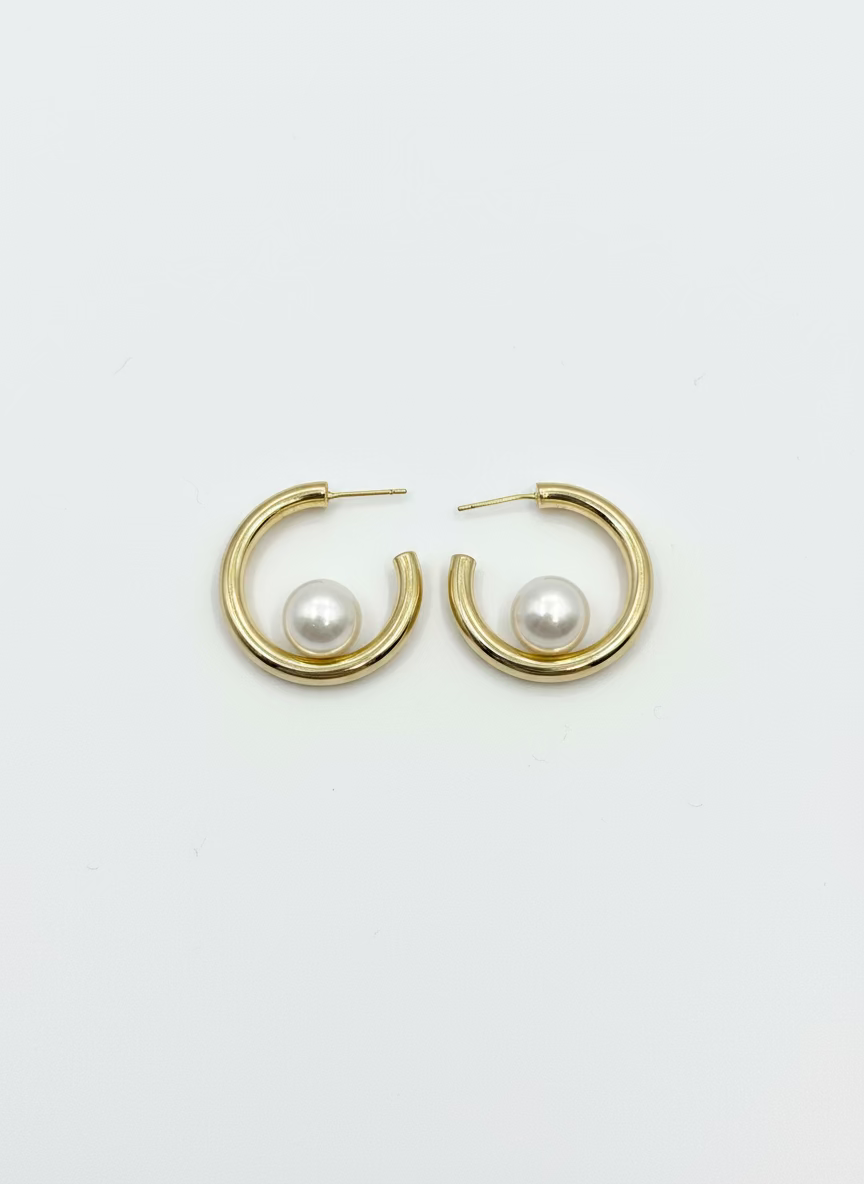 Luné Arc Pearl Hoops