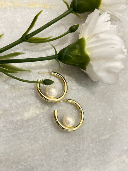 Luné Arc Pearl Hoops
