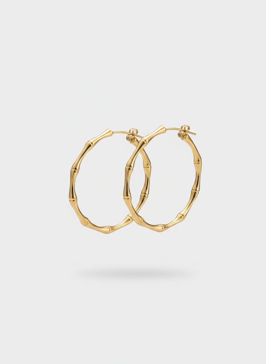 Golden Bambū Bold Hoops