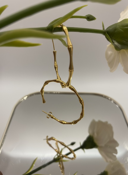 Golden Bambū Bold Hoops