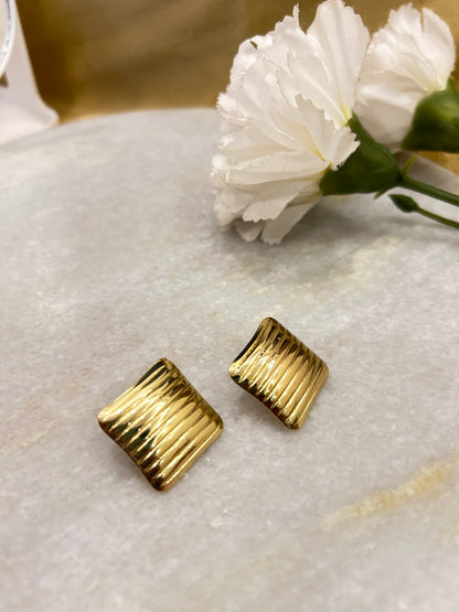 Golden Square Studs