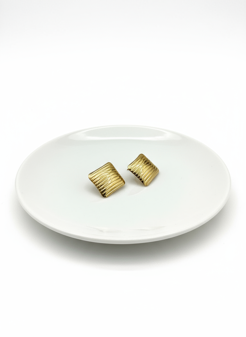 Golden Square Studs