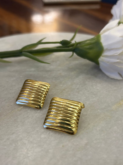 Golden Square Studs