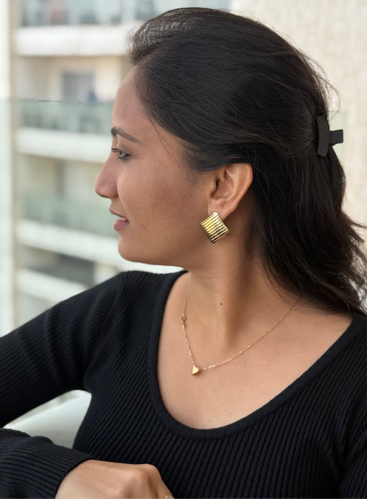 Golden Square Studs