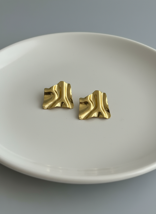 Golden Wave Earrings - Big Size